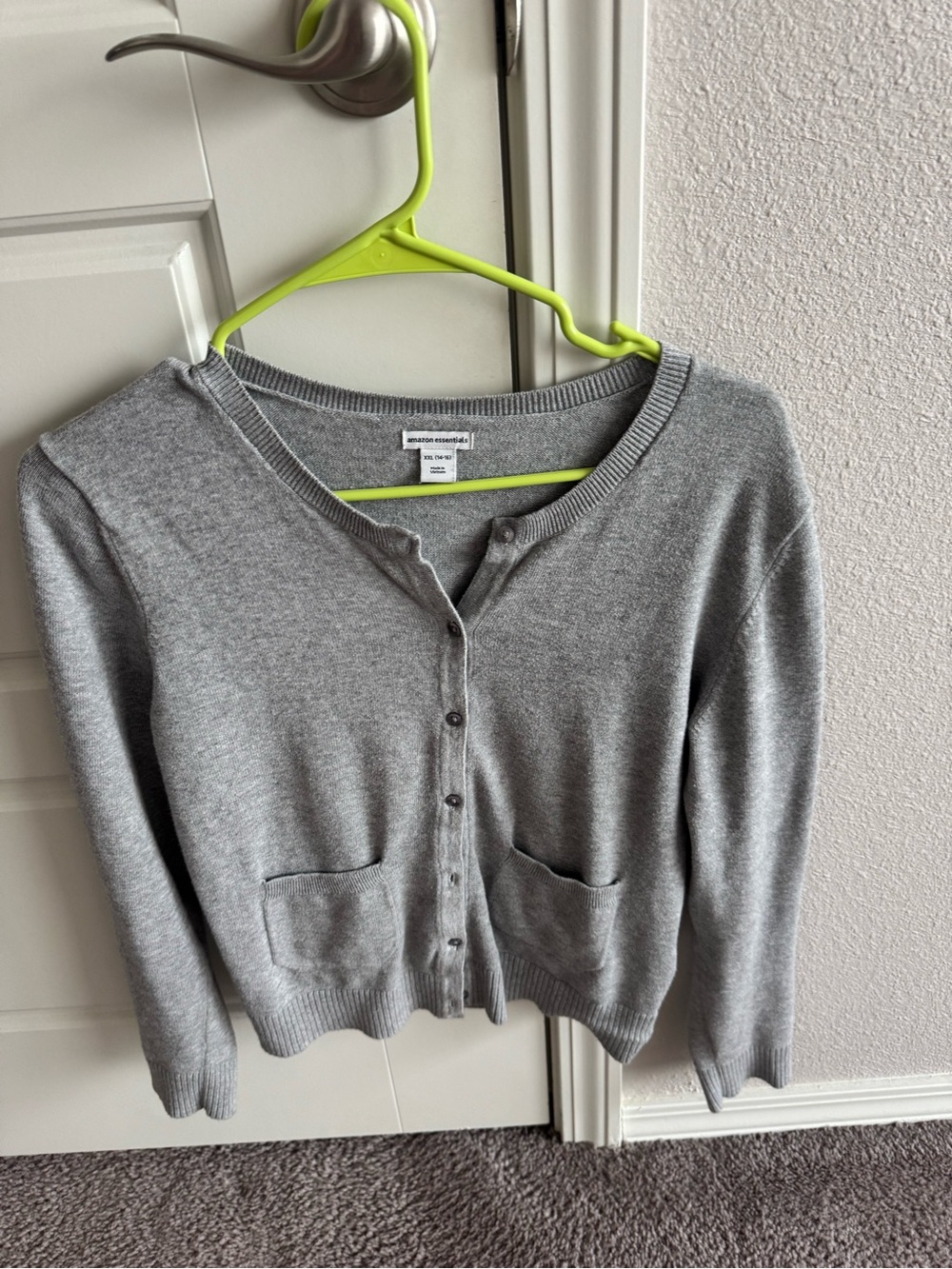 Amazon Essentials Gray Button-Front Women’s Cardigan Sweater